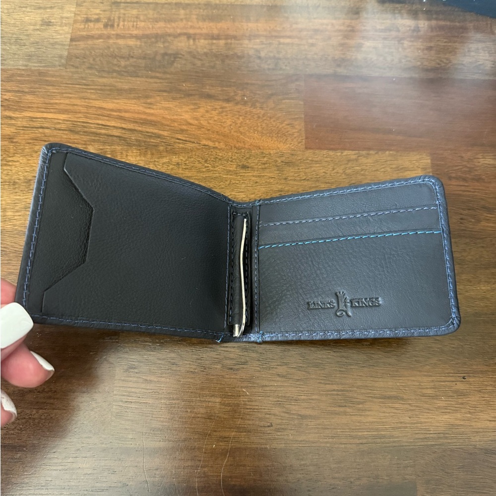 Links And Kings Blue Leather Crown Money Clip Men’s Wallet. NBC Logo NWOT - Picture 2 of 5